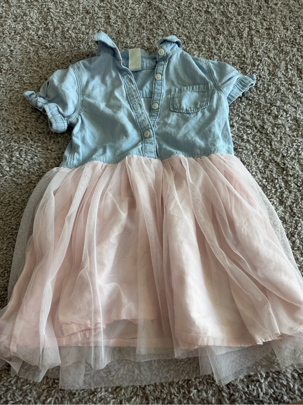 Carter's Light Denim Top with Pale Pink Tulle Skirt Dress